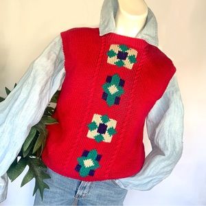k n i t :: Vintage Artsy Grandpa Oversized Sweater Knit Vest